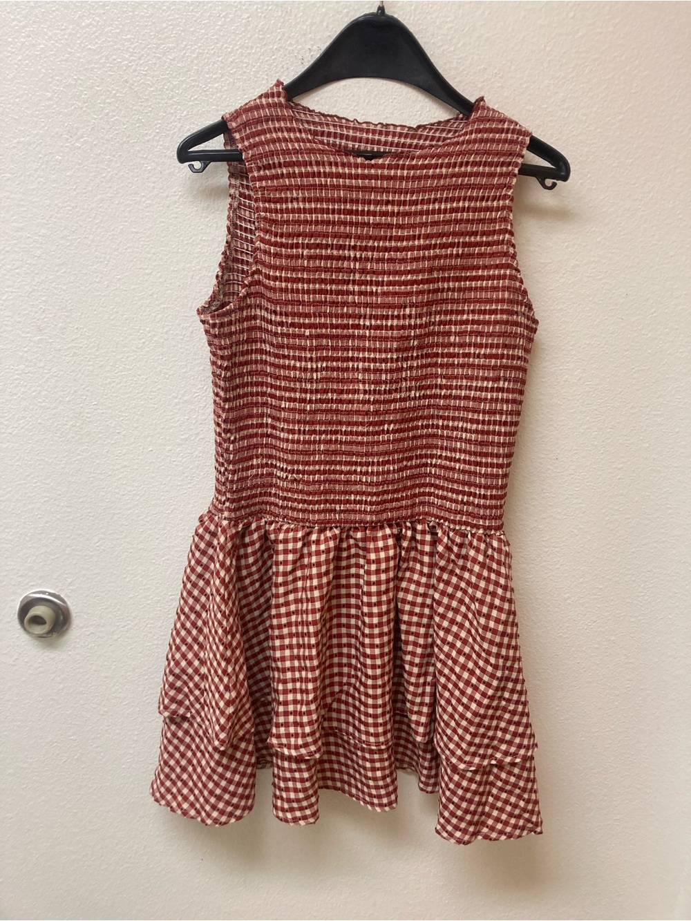 SMOCKED Checkered Schoolgirl Tiered Dress (XL)